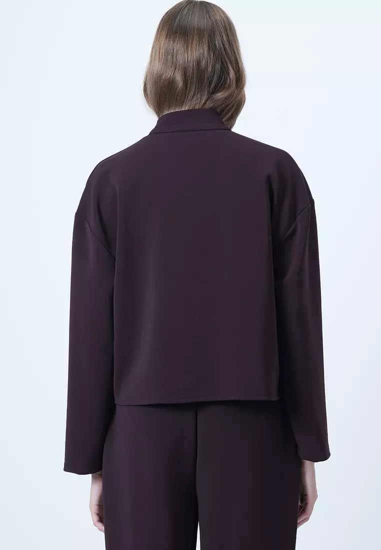 Buttoned Collar Poncho Jacket
