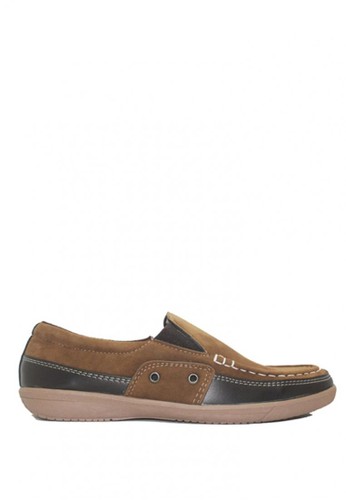 D-Island Shoes Slip On Comfort Loafers Suede Brown