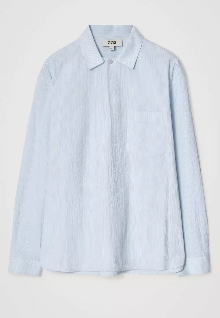 Buy COS Cotton-Seersucker Popover Shirt 2025 Online | ZALORA