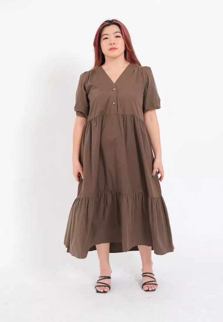 Plus Size Long Dress Elyca Olive