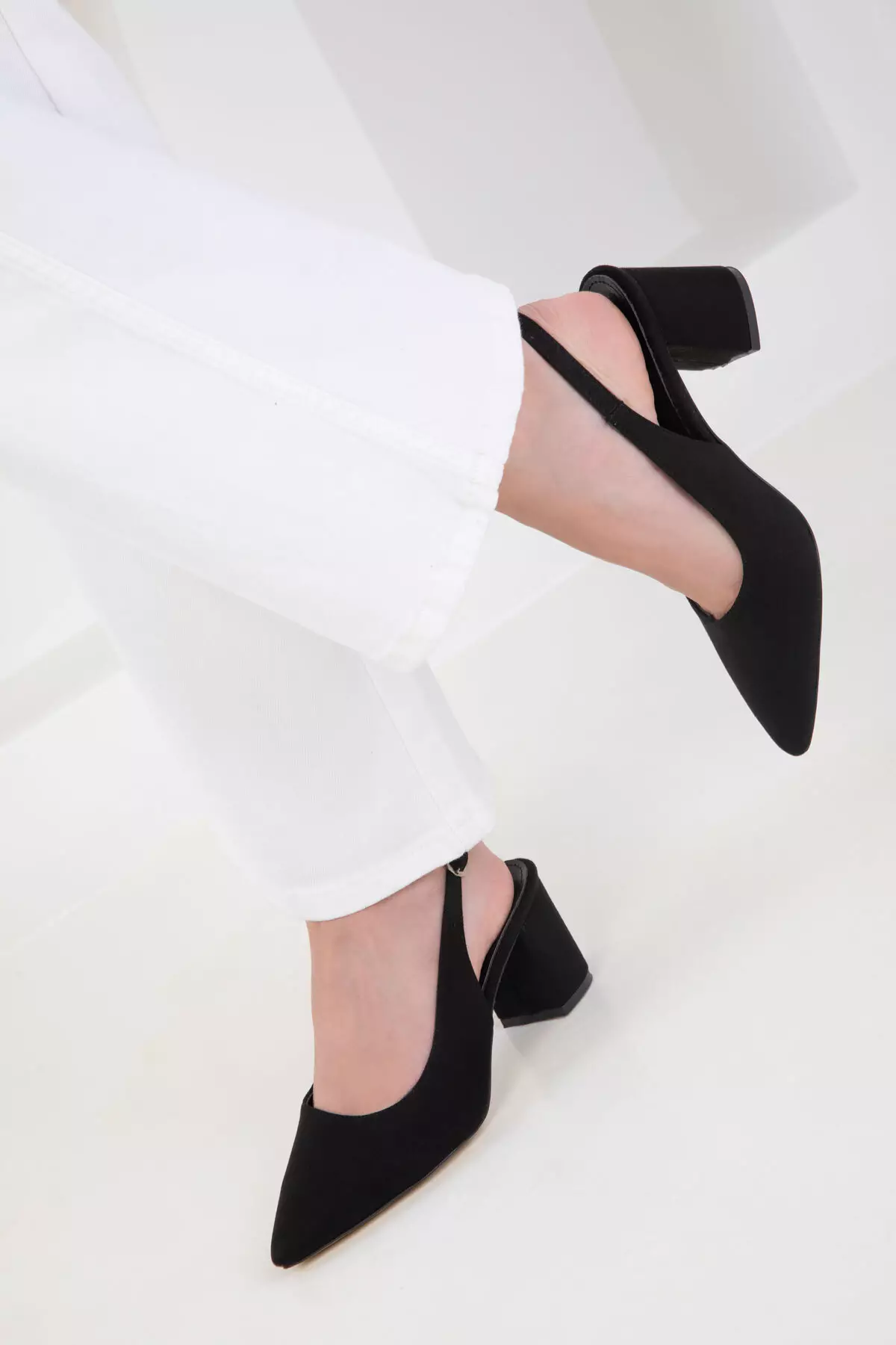 Black Suede Women's Classic Heeled Shoes 20371