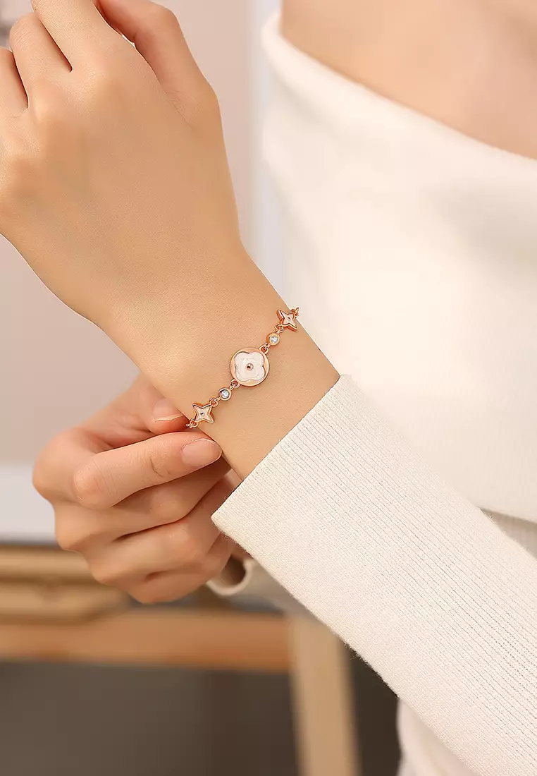 Gelang Wanita Titanium Anti Pudar Korea Fashion Elegan Gelang Cewek Bracelets rose