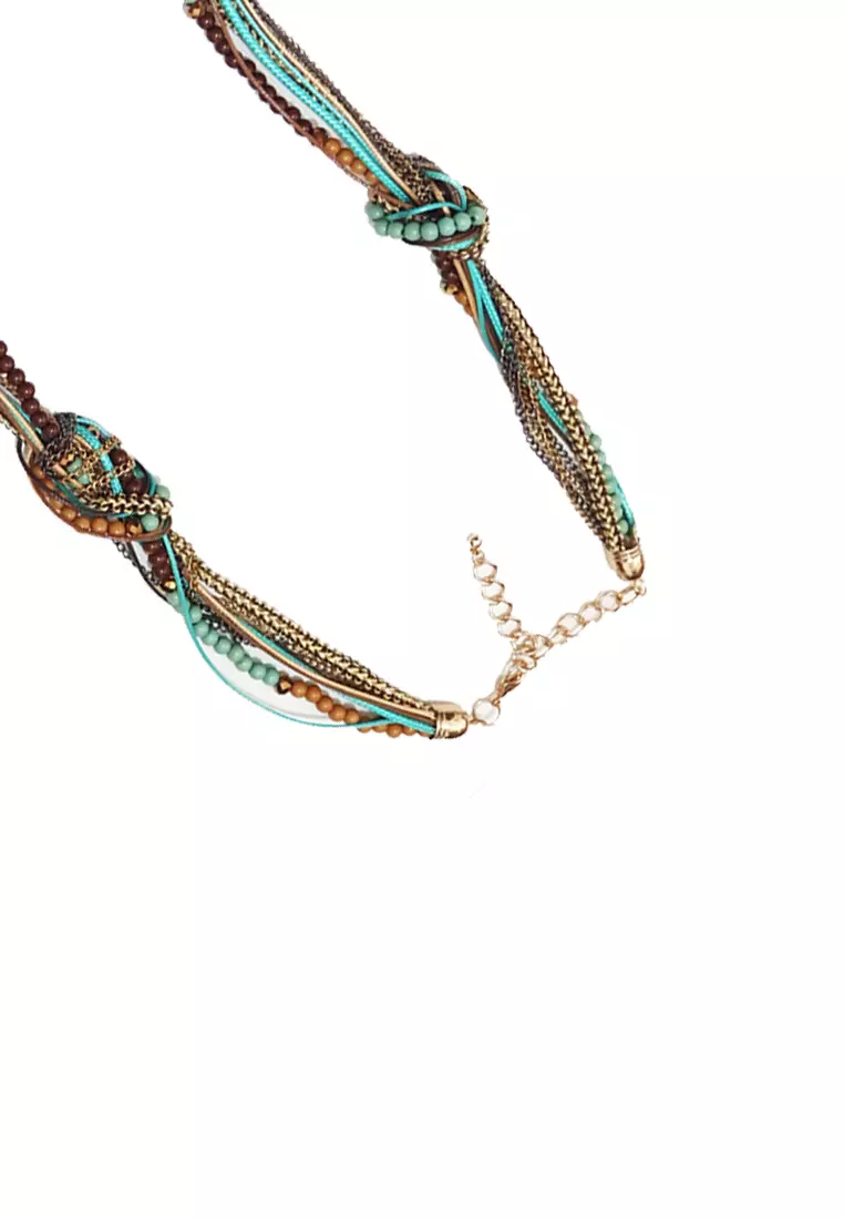 Knotted Chains Necklace Turquoise