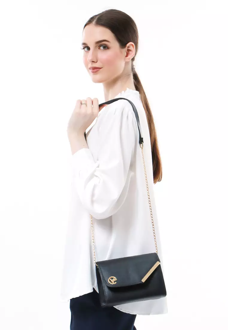 Michela Tas Selempang Wanita Rantai Premium Good Quality - Black