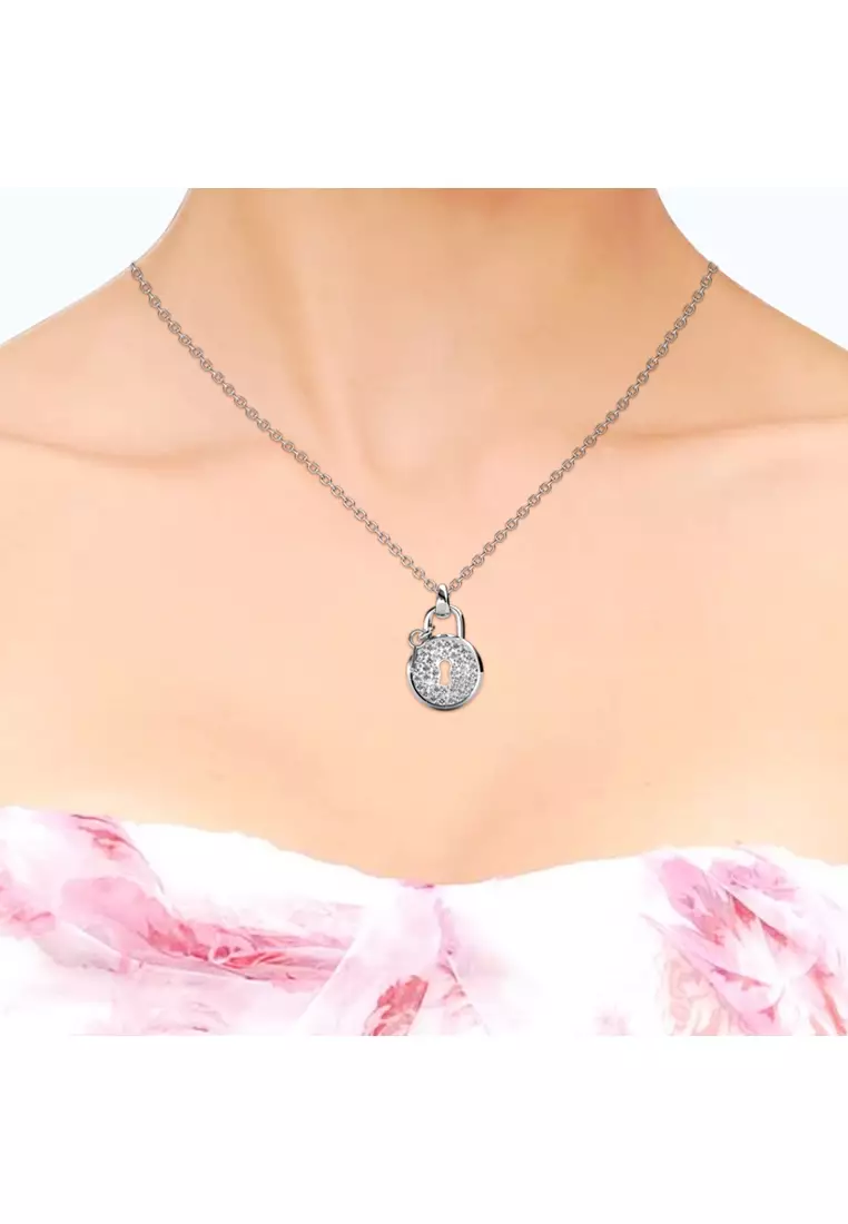 Lock Pendant WG - Kalung Crystal Swarovski by Her Jewellery