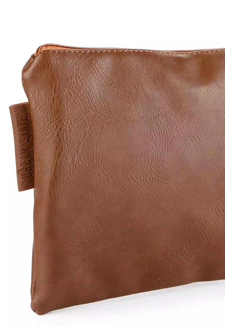 Distressed Leather Pouch Clutch
