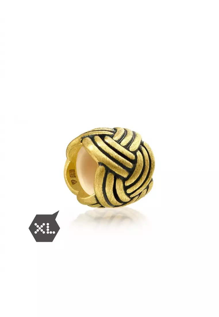 999 24K Solid Gold Noir Pineapple Knot Charm 92301C (Bracelet not included)