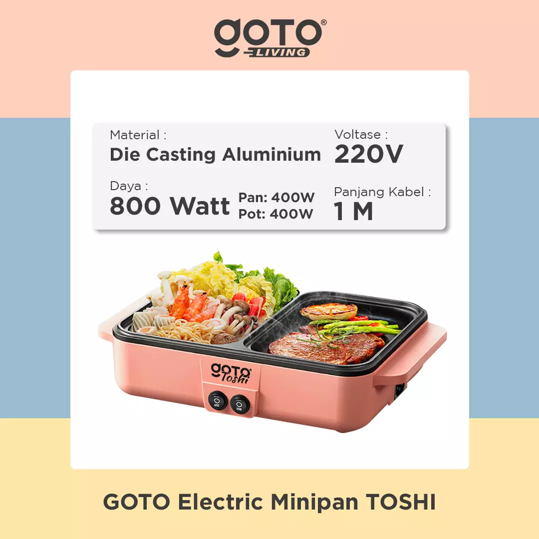 Jual Goto Living Goto Toshi Minipan Electric Hotpot Alat Panggangan