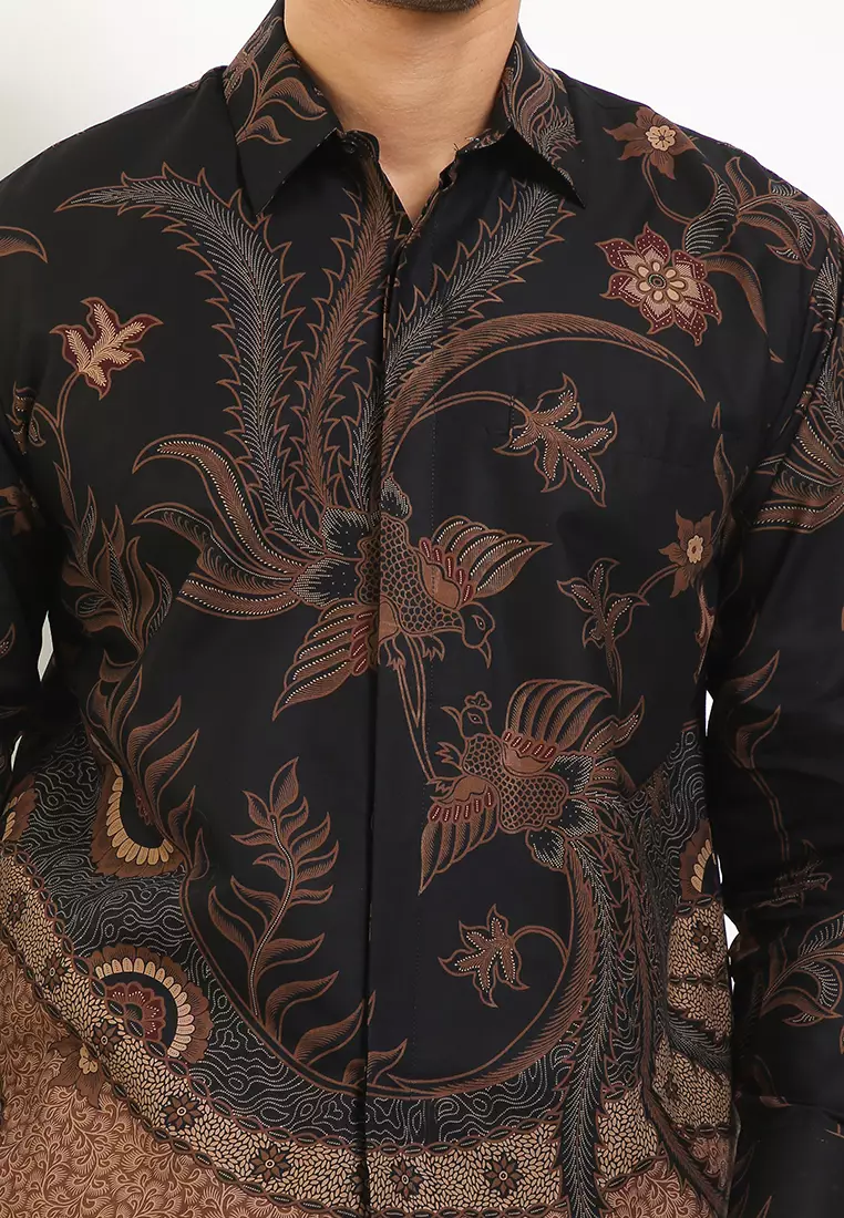 BATIK TALENTA EXCLUSIVE Lengan panjang motif BURUNG MAWAR BLACK 02