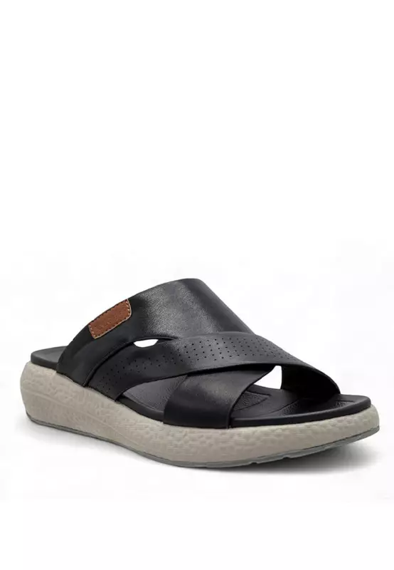 Men Slip On Faux Leather Classic Casual Sandals - 250140047