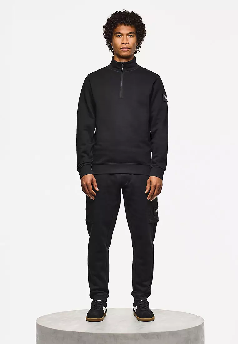 MENS BLACK KRAVIZ 1/4 ZIP WITH PARACHUTE OVERLAY