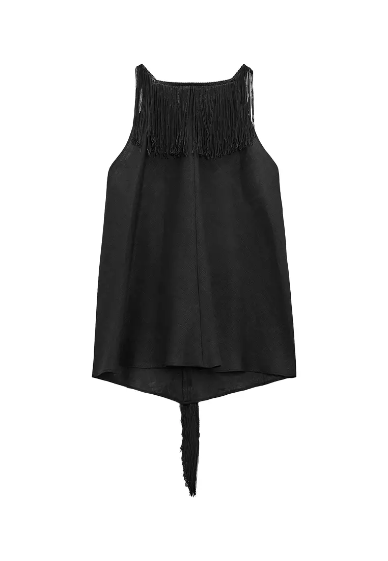 ZARA Linen Fringe Top 2025 | Buy ZARA Online | ZALORA Hong Kong