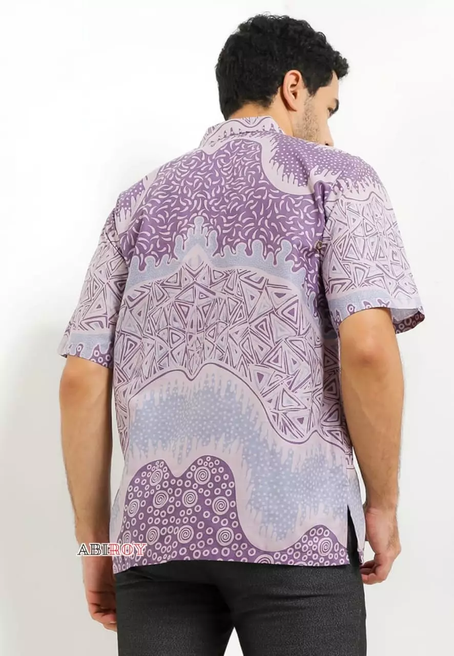 Pungkas Ungu Kemeja Batik Pria Premium Slimfit Lengan Pendek NLN