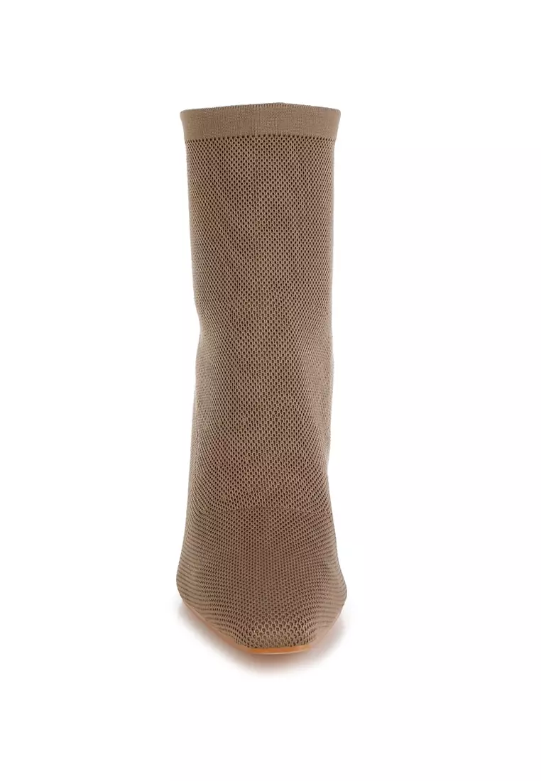 Knitted Sock Boots In Taupe