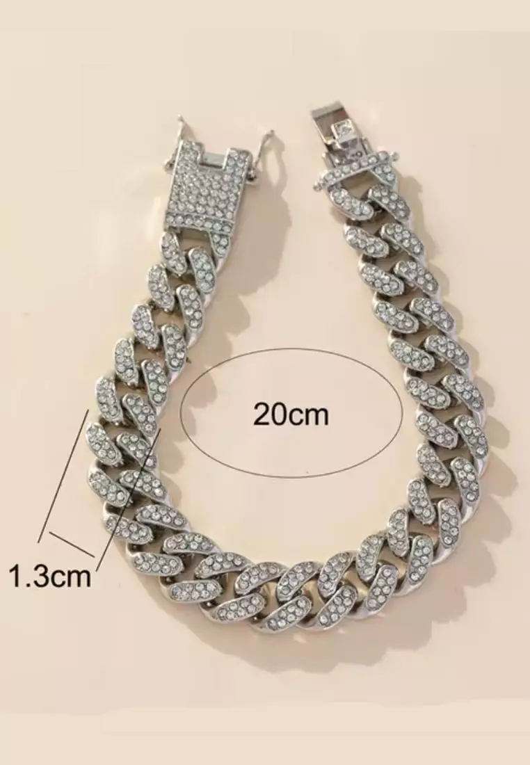 Aksesoris Wanita Rhinestones Embellished Classic Bracelet Narrow Style Gelang Wanita Silver