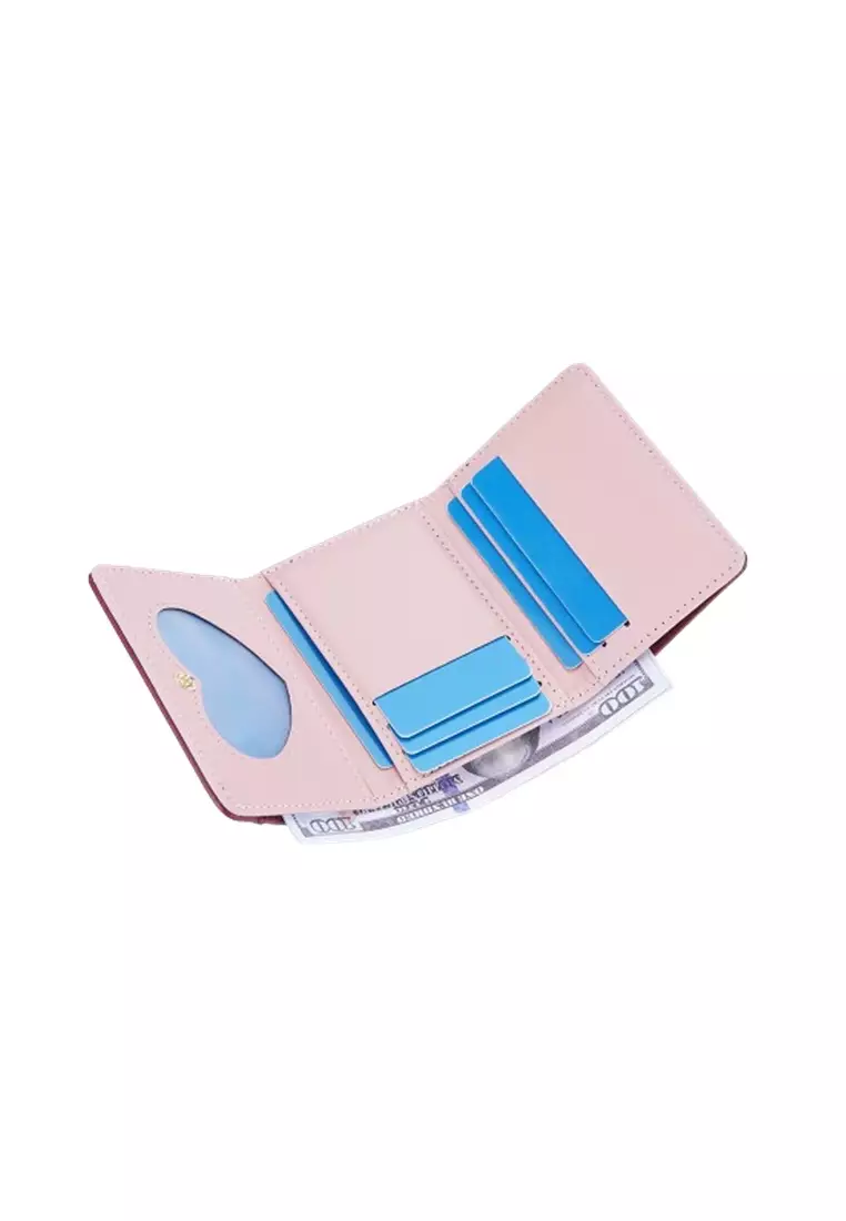 Dompet Wanita Lipat Kecil Bahan Kulit PU Leather Premium ORIGINAL - Pink
