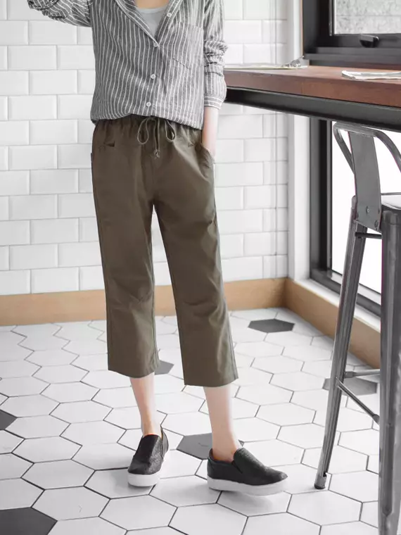 Womens Fashion Multi-pocket Solid Color Casual Straight Leg Pants