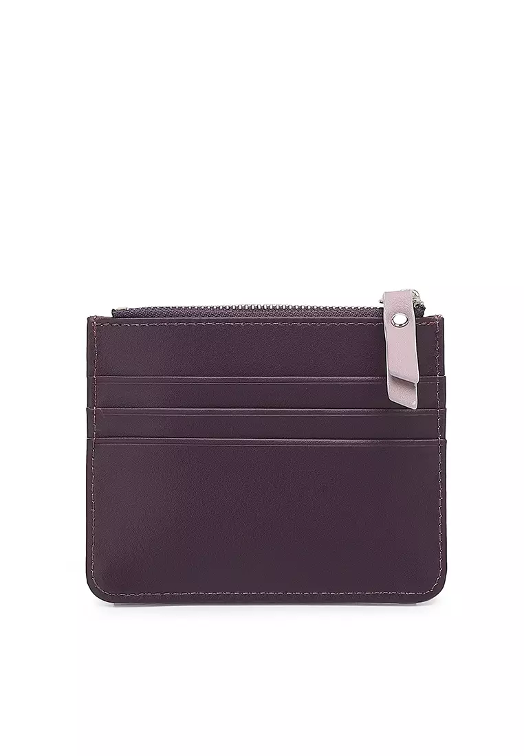 Women's Card Holder With Coin Compartment - Purple