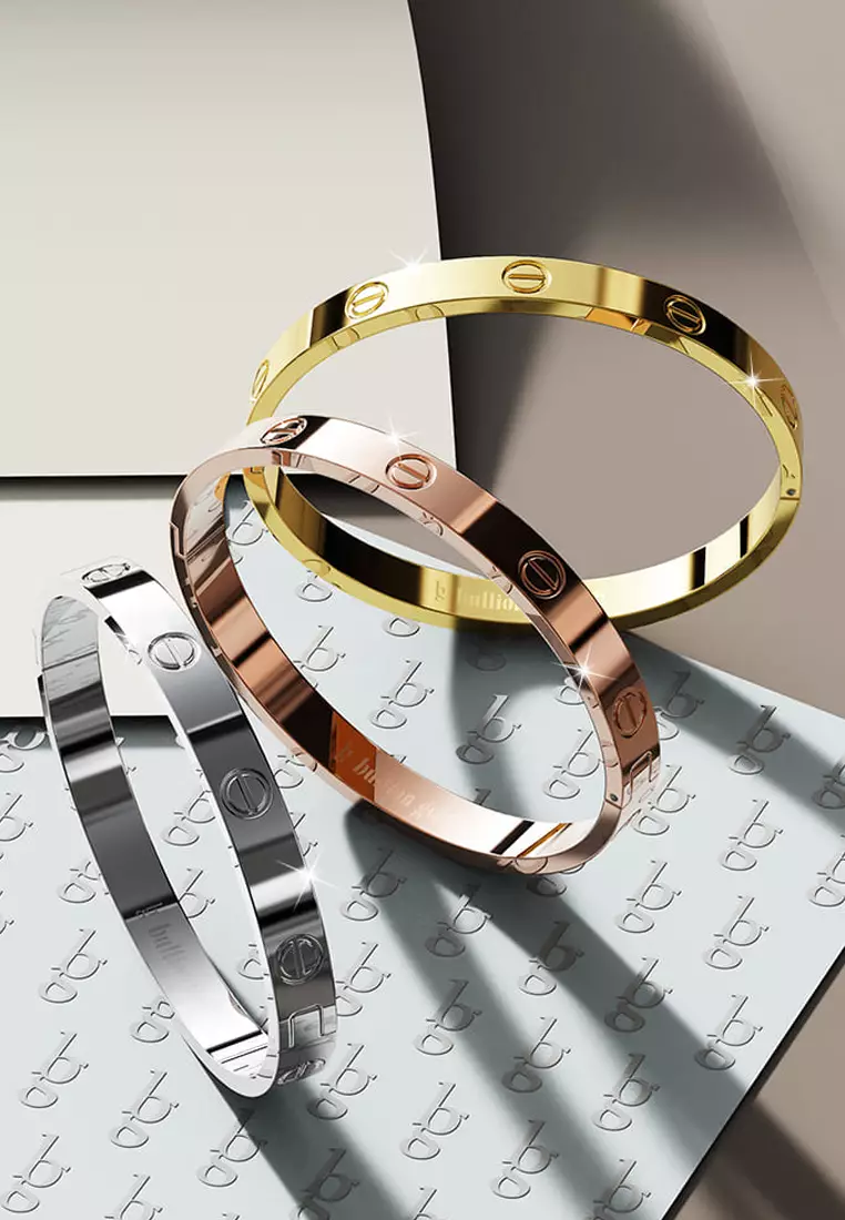 Carmello Stainless Steel Bangle in White Gold