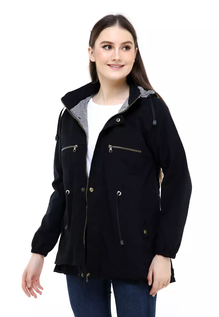 Hardwin Jaket Wanita Adventure Casual Longsleeve Jacket Outer Material Baby Canvas ORIGINAL - Black