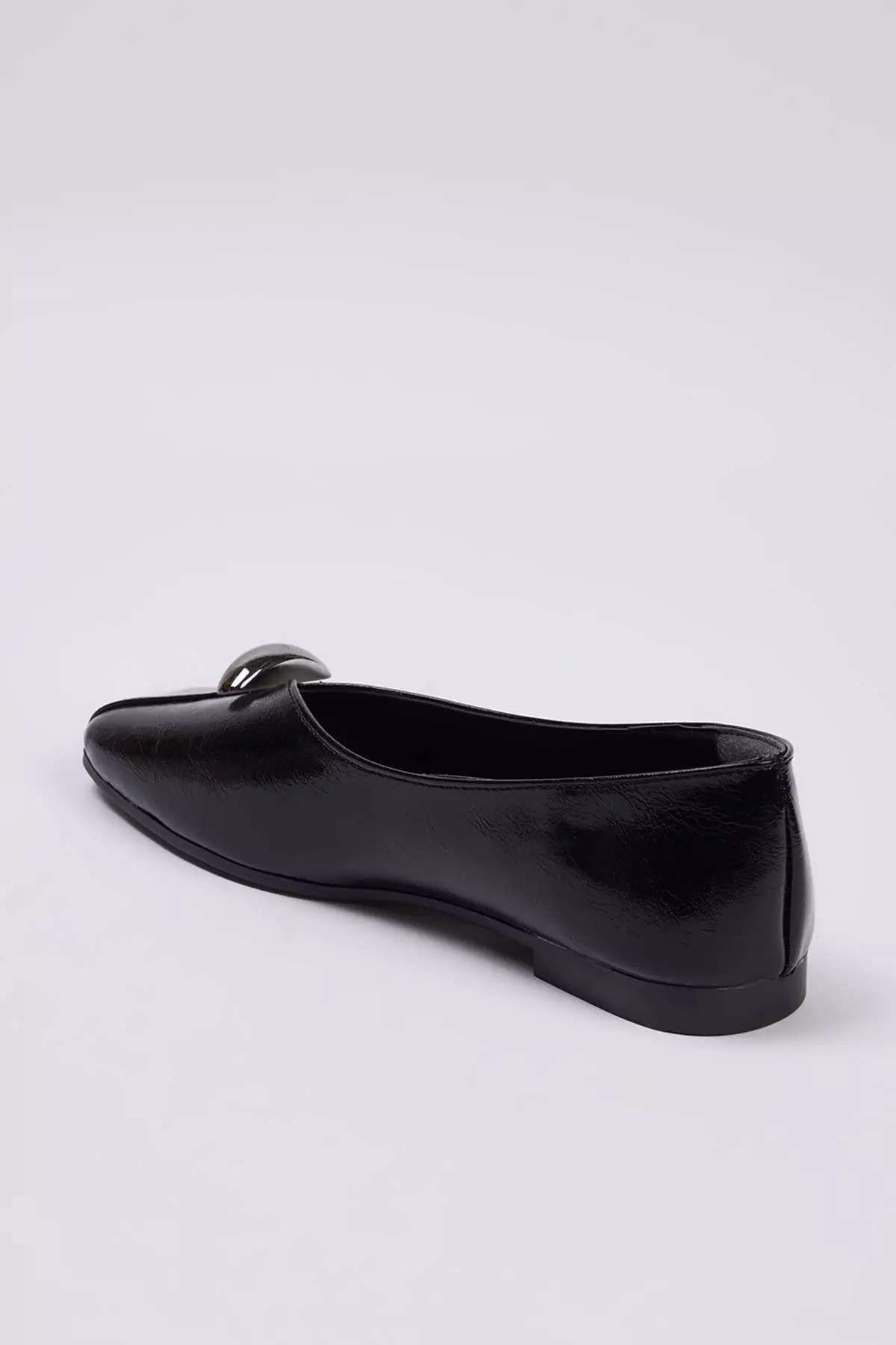 Black Accessory Detailed Square Toe Women's Ballerinas Takaw26Be00007