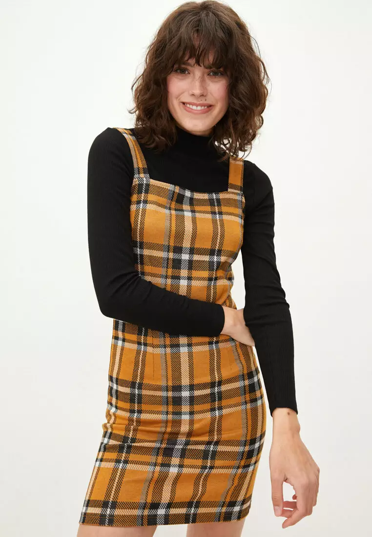 Buy LC WAIKIKI Square Neck Plaid Strappy Women s Bib And Brace