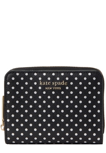 Kate Spade black and multi Kate Spade Spencer Metallic Dot Small Compact Wallet in Black Multi k4544 BF9FFACCFD6984GS_1