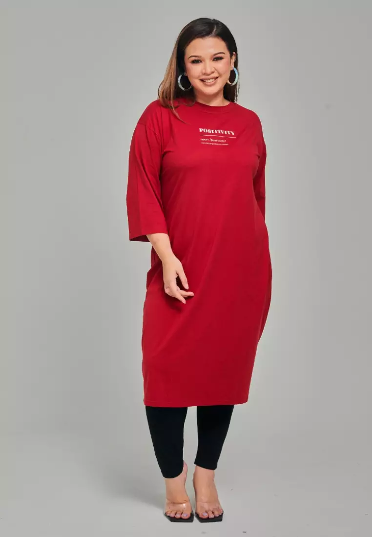 plus size red t shirt dress