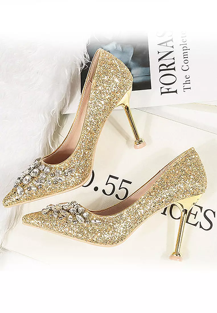 Gold glitter cheap womens shoes
