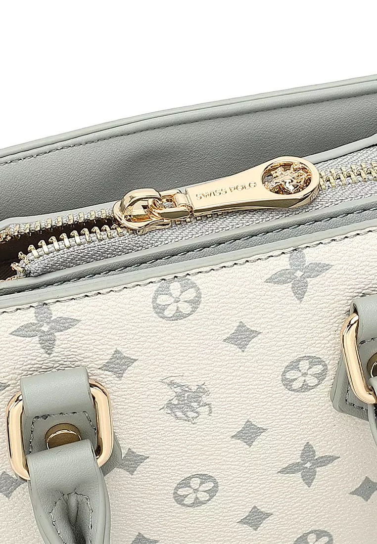 Women's Monogram Top Handle Bag / Sling Bag / Crossbody Bag (Tas Selempang / Tas Tangan) - Abu-Abu