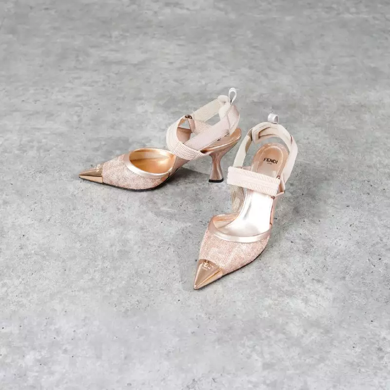 Jual Fendi Sepatu FENDI COLIBRI ROSE GOLD 85MM PUMP HEELS