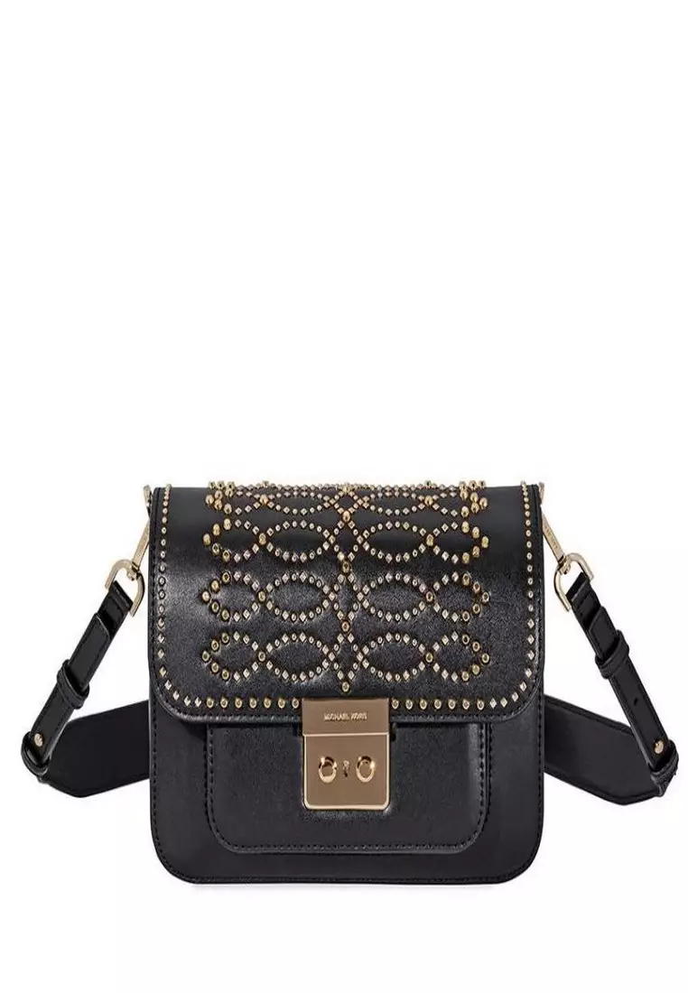 Michael Kors Sloan Studded Leather Shoulder Bag Black 30F8GS9L3U 001