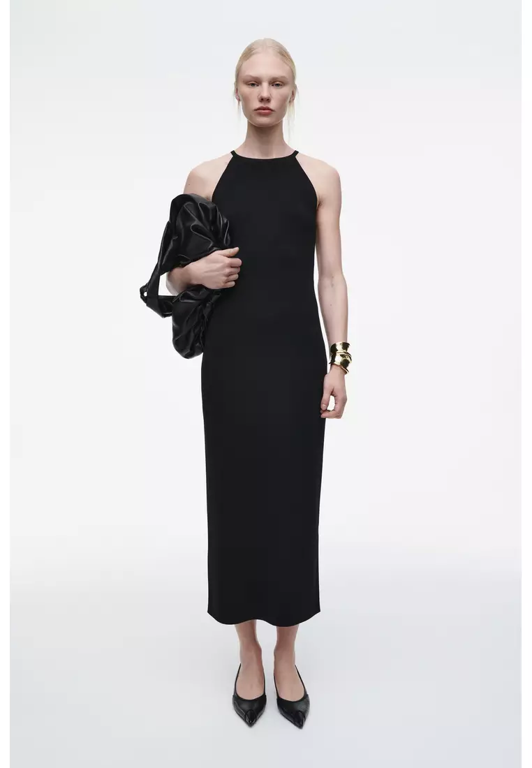 CONTOURED KNITTED MIDI DRESS