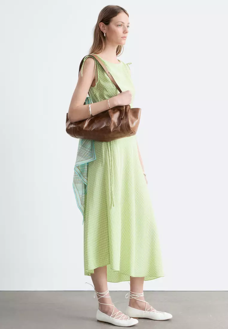 Asymmetric Draped Midi Dress