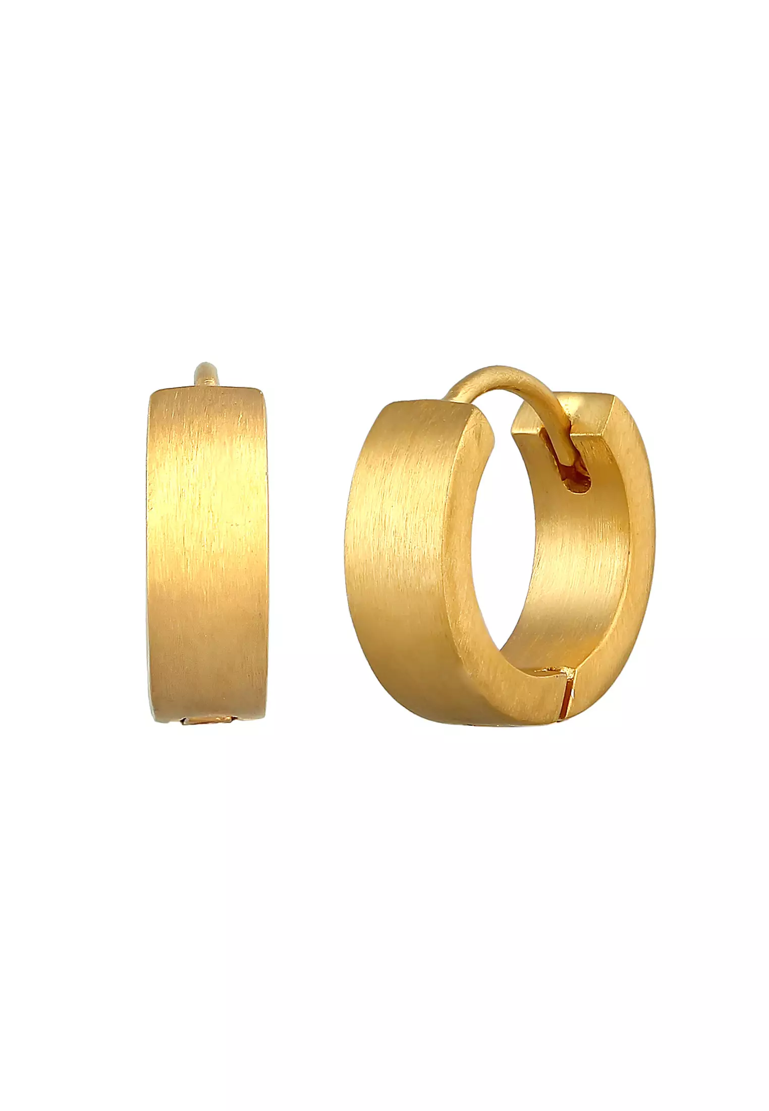 Earrings Men Creoles Matt Trend Robust Gold Plated