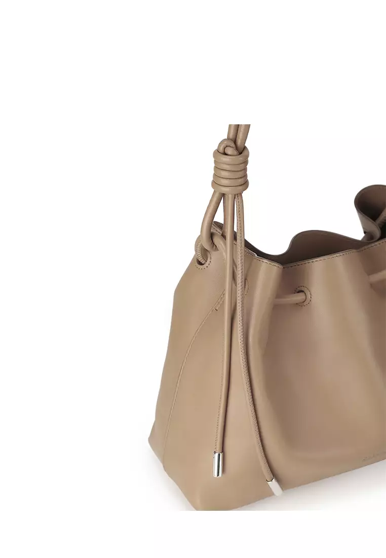 ELIANA Knotty Ruched Two-Way Bag - Milkshake Latte