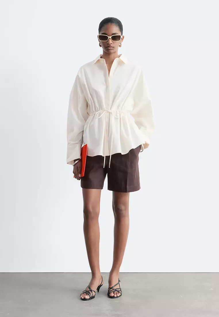 Cotton Poplin Drawstring Shirt
