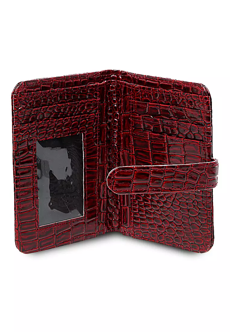 Dompet Kartu Motif Croco Design Casual Card Wallet Wanita - Maroon
