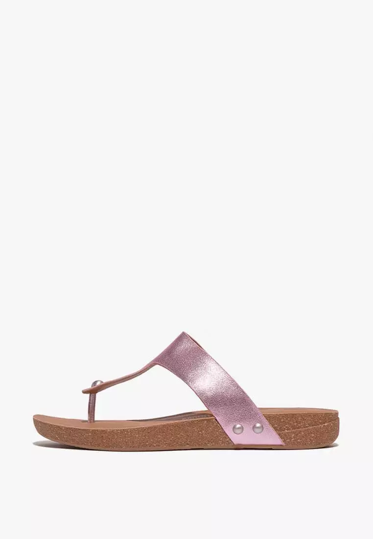 Discount on Fitflop  shoes - SKU: Fitflop Iqushion Women's Metallic-Leather Toe-Post Sandals - Wild Lilac