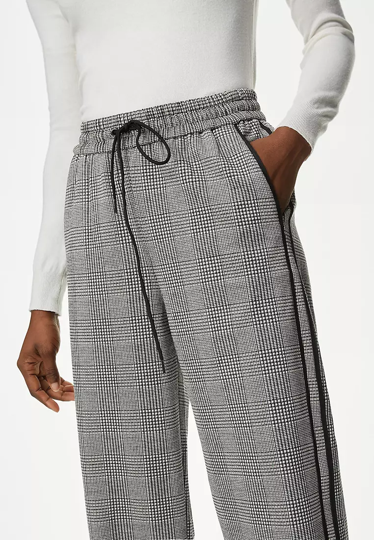 Checked Straight Leg Trousers
