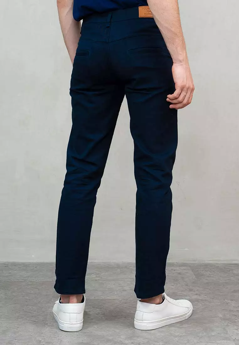 Celana Panjang chino slim fit navy blue chino pants bahan stretch