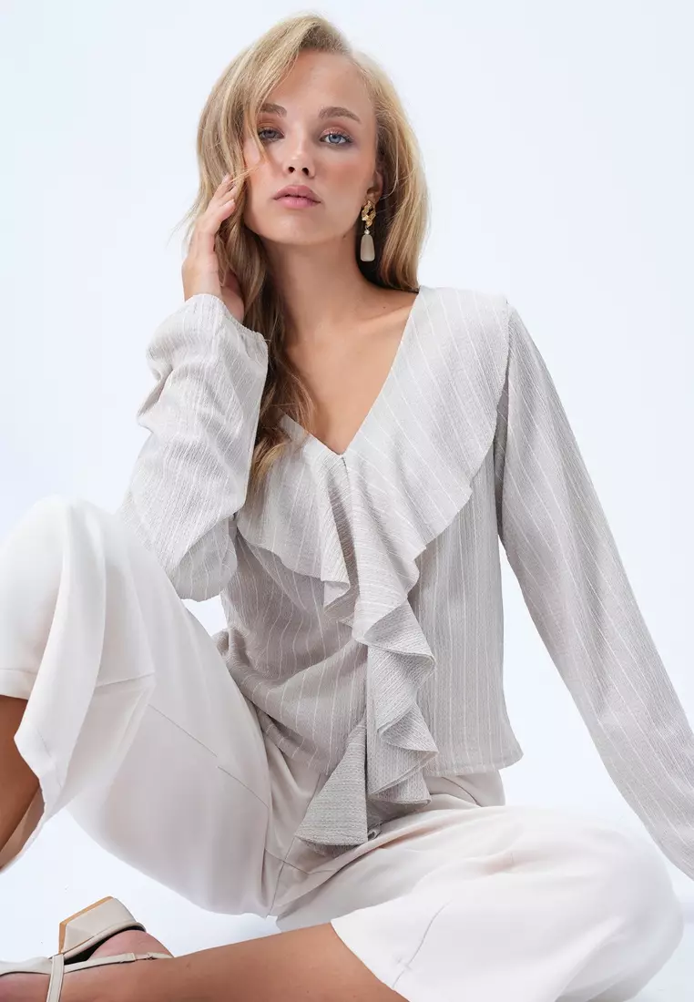 ほぼ新品＊BACCA LIBERTY Gathered Blouse 36 cotton satin - mock