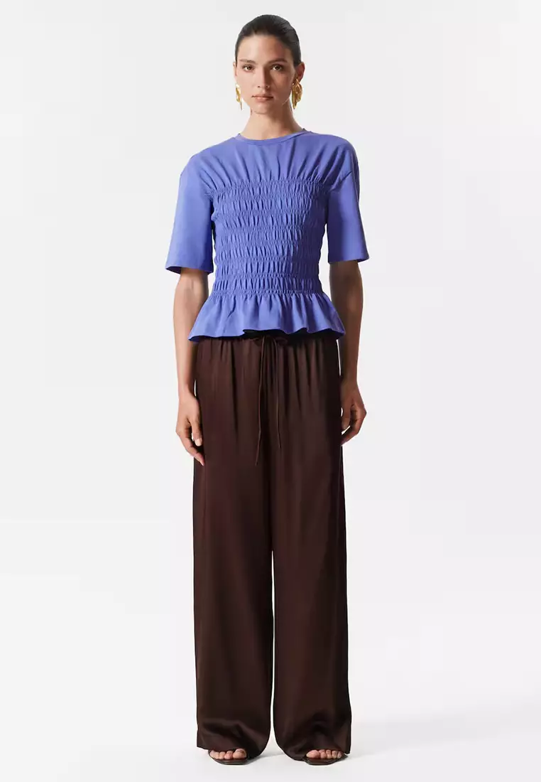 Smocked Crewneck Top