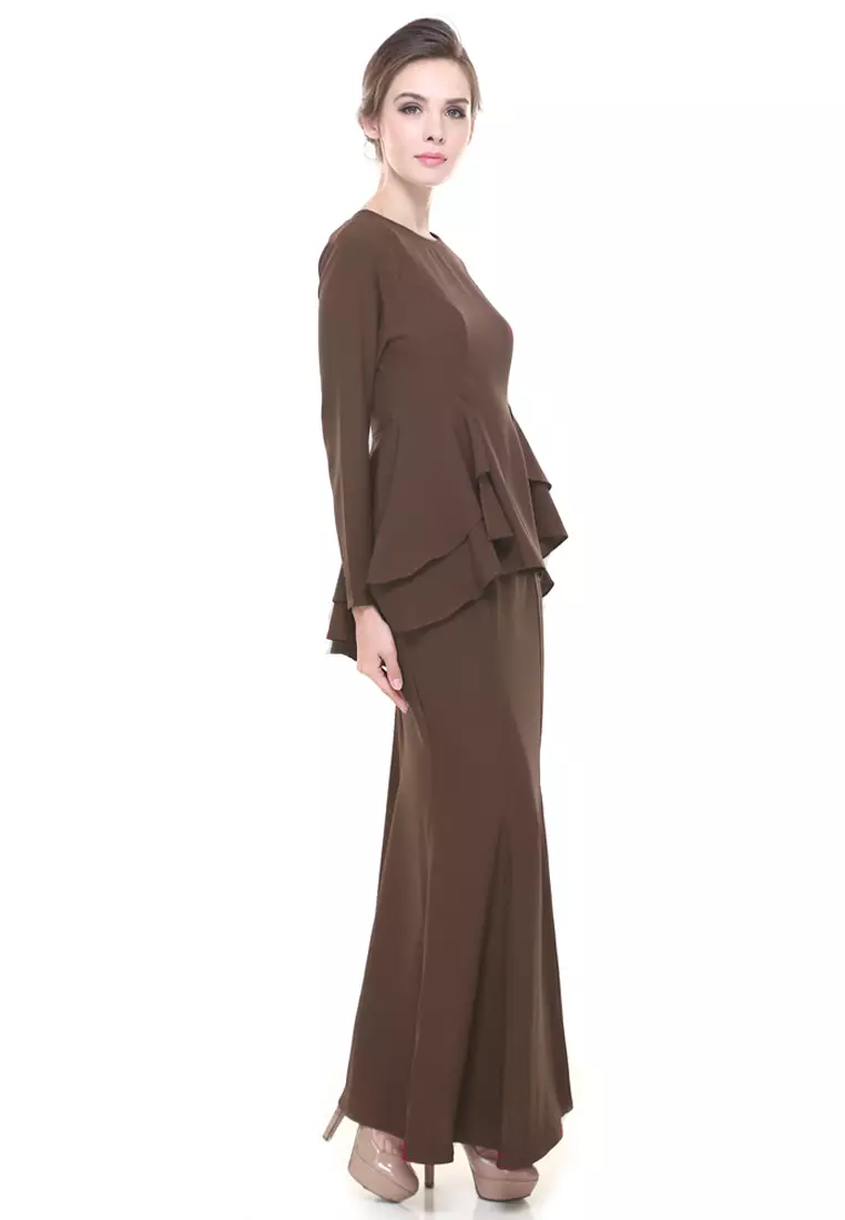 Lora Peplum in Dark Brown