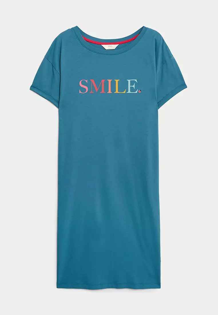 Pure Cotton Smile Slogan Nightdress