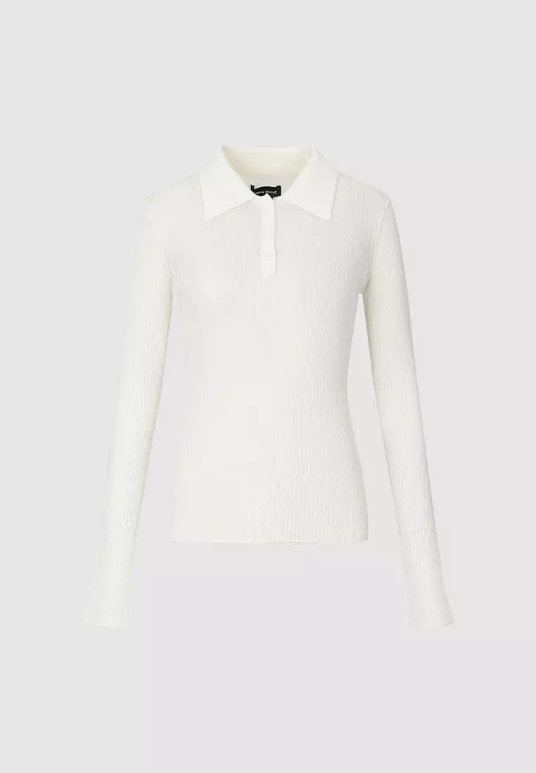 【明星同款】UR秋季新款女装纽扣翻领修身针织衫UWM940011