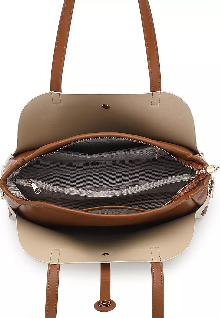Women's Shoulder Bag / Top Handle Bag - Beige / Brown