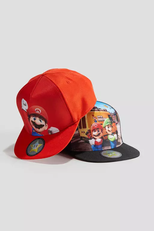 2-pack print-motif caps