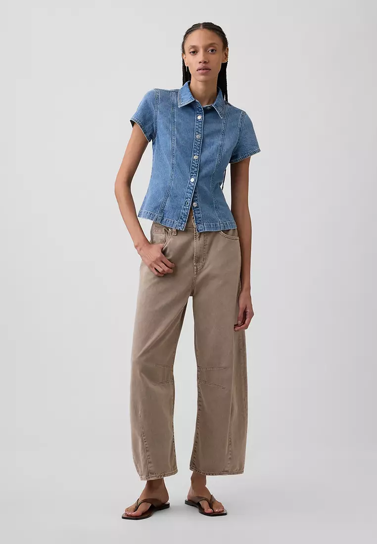 Short Sleeves Denim Shirt