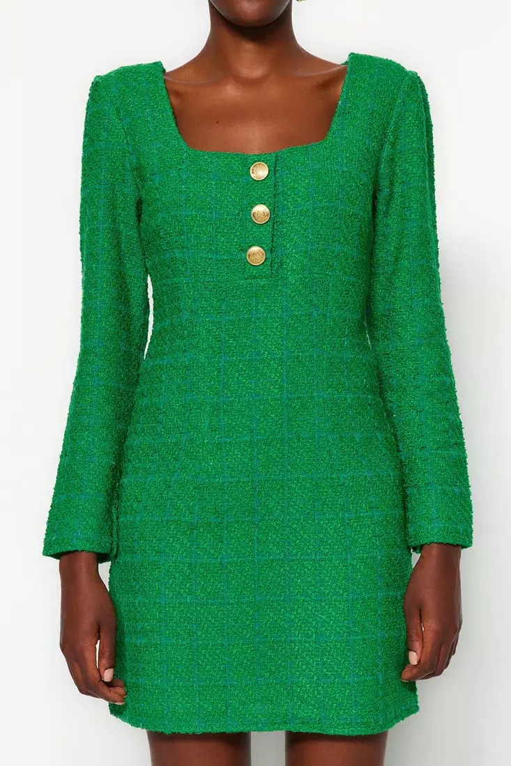 Super Mini Woven Tweed Dress